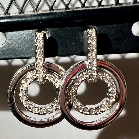 Brand New Never Worn Authentic Swarovski Crystal Double Circle Earrings - Picture 1 of 4